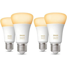 Philips Hue NEW White Ambiance Smart Light Bulb 4 Pack 60W - 800 Lumen [E27 Edison Screw] With Bluetooth. Works with Alexa, Google Assistant and Apple