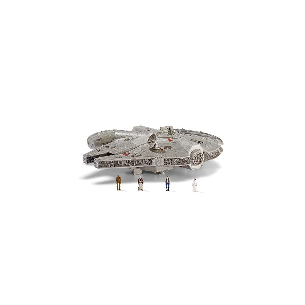 Star Wars Micro Galaxy Squadron Assault Class Millennium Falcon - 7-Inch Vehicle With 1-Inch Han Solo, Chewbacca, Princess Leia And Obi-Wan Kenobi