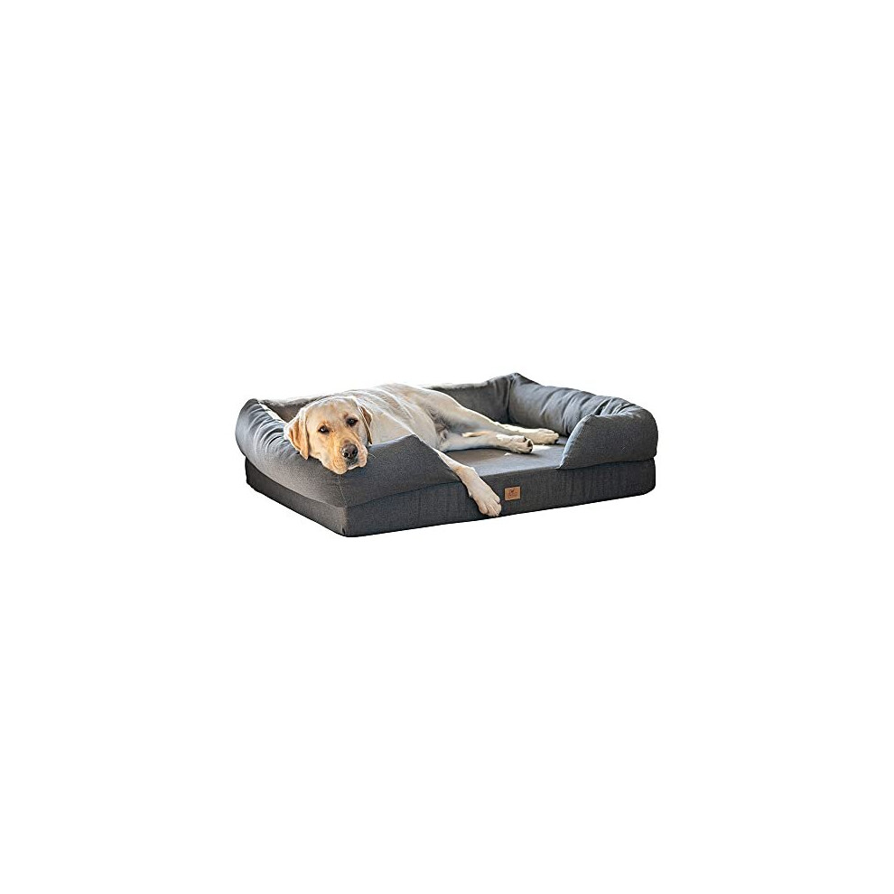 Ferplast Orthopedic Dog Bed MEMOR-ONE XL Memory Foam, Removable Cover, Washable Grey