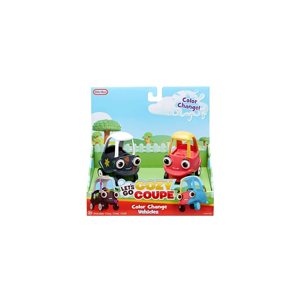 Little Tikes Let's Go Cozy Coupe - 2 Mini Colour Change Vehicles For Tabletop & Floor Push Play - Includes 2 Cars & Colour Change Effects - Suitable