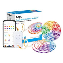 TP-Link Tapo Smart LED Light Strip, 2x5m, Wi-Fi App Control RGBW Multicolour LED Strip, PU Coating, Works w/ Alexa & Apple HomeKit, Suitable for TV