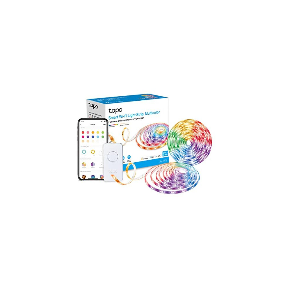 TP-Link Tapo Smart LED Light Strip, 2x5m, Wi-Fi App Control RGBW Multicolour LED Strip, PU Coating, Works w/ Alexa & Apple HomeKit, Suitable for TV
