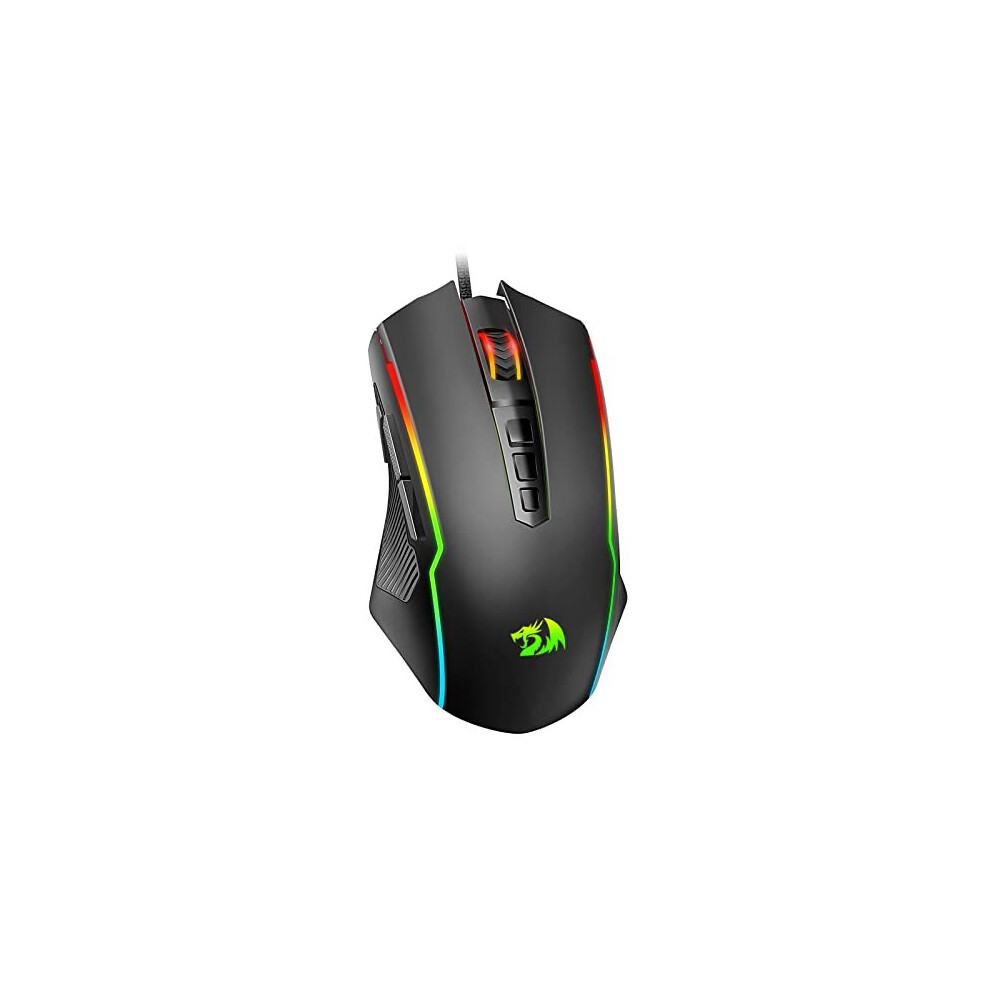 Redragon Gaming Mouse, Wired Gaming Mouse with RGB Backlit, 8000 DPI Adjustable, PC Gaming Mouse with 9 Programmable Macro Buttons & Fire Button, RGB