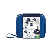 NIVEA MEN Set To Go Wash Kit Gift Set (5 Pieces), Men's Gift Set Includes Shower Gel, Face Wash, Anti-Perspirant Roll-On, Moisturising Cream and