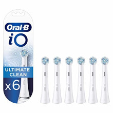 Oral-B iO Ultimate Clean Brush Heads - 6 Pack, Twisted & Angled Bristles for Deeper Plaque Removal, Fits iO Series, White