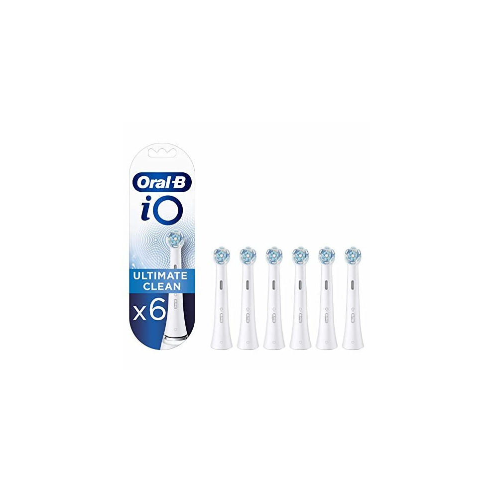 Oral-B iO Ultimate Clean Electric Toothbrush Head, Twisted & Angled Bristles for Deeper Plaque Removal, Pack of 6, Suitable for Mailbox, White