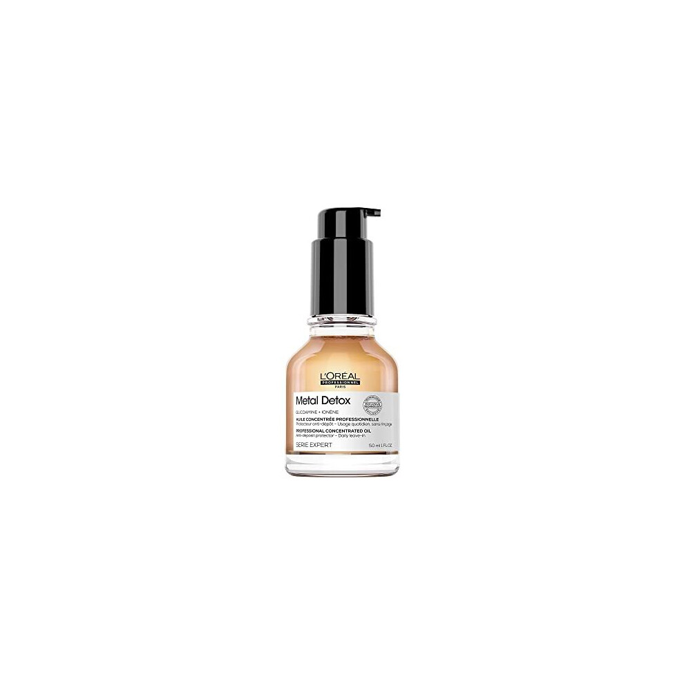 L'Oréal Professionnel | Metal Detox Concentrated Oil for Soft, Shiny, Silky Hair, Fast-absorbing Lightweight Concentrated Texture, Daily Leave-in,
