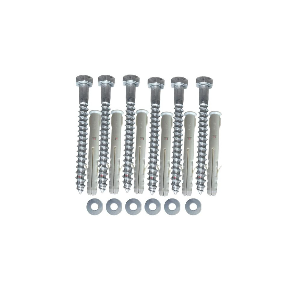 Inbrackets Value M8 X 80Mm Masonry Brick Wall Fixing Screw Bolts With Plugs & Washers Heavy Duty Anchors For Aerial Satellite Sky Dish Fence Shelves 5060793920447
