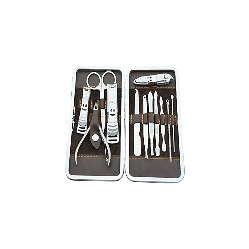 Heavy Duty Finger Toe Nail Cutter Stainless Steel 12 pcs Personal Manicure Nail Scissors Set Nail Clipper Earpick Grooming Pedicure Kits Men/Women