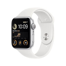 Apple Watch SE (2nd generation) (GPS, 44mm) Smart watch - Silver Aluminium Case with White Sport Band - Regular. Fitness & Sleep Tracker, Crash