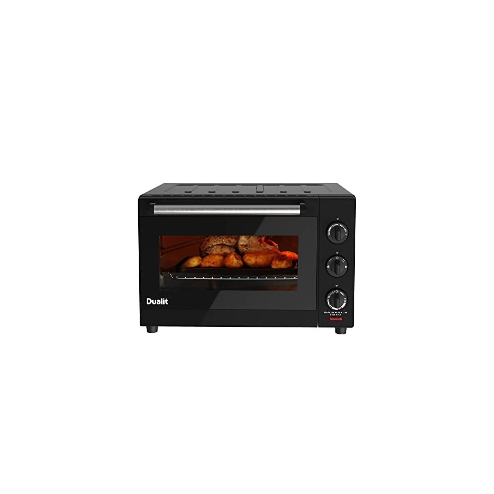 Dualit Electric Mini Oven - Large 22L Capacity - Double Glazed Window - Defrost, Grill, Roast & Bake Functions - 1600W - Easy Clean, Non-Stick