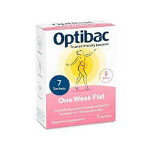 Optibac Probiotics One Week Flat - Vegan Digestive Probiotic Supplement Suitable for Bloating with 5 Billion Bacterial Cultures - 1 Week Supply, 7