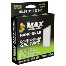 Duck Max Strength Double Sided Nano Tape - Reusable Strong Adhesive Tape - Washable Removable Gel Tape - Wall Safe