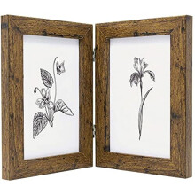 Clay Roberts Double Photo Picture Frame 6 x 4, Brown, Holds 2 Standard Photographs, Freestanding, Twin Hinged 6x4 10 x 15 cm Picture Frames