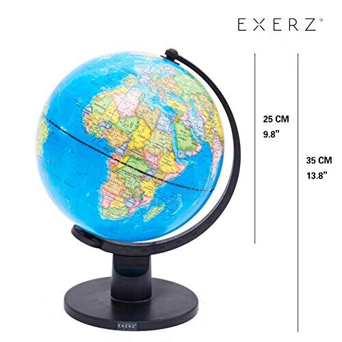 Exerz 25cm Educational World Globe Swivel Rotating Desk Top Globe (25cm Diameter) 1