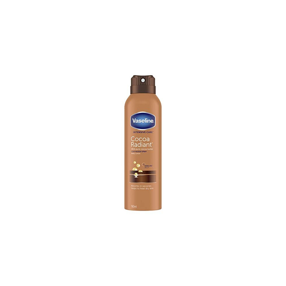 Vaseline Intensive Care Cocoa Radiant with Vaseline Jelly Spray Moisturiser for Very Dry Skin 190 ml