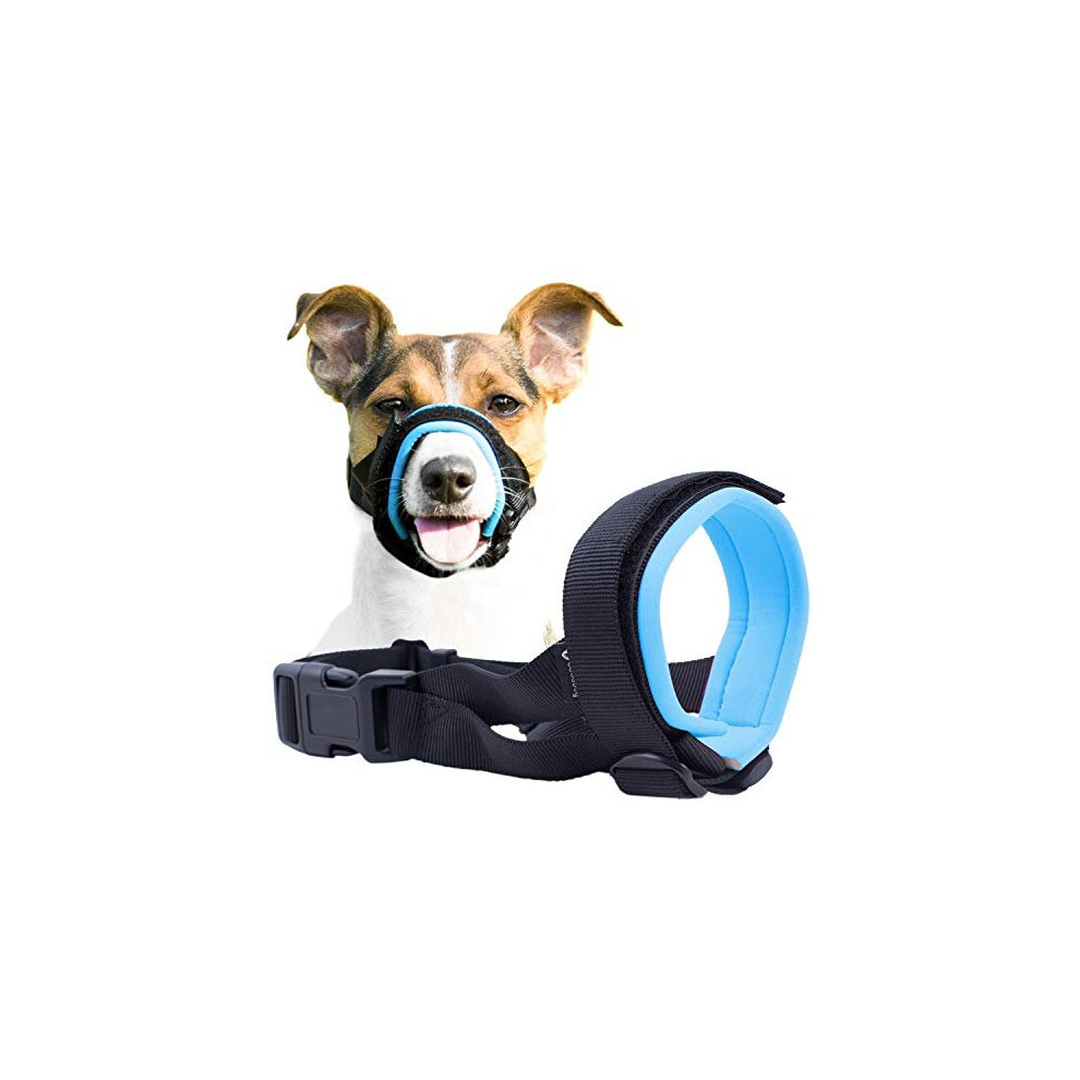 Gentle Muzzle Guard for Dogs - Prevents Biting and Unwanted Chewing Safely ? New Secure Comfort Fit - Soft Neoprene Padding ? No More Chafing ?