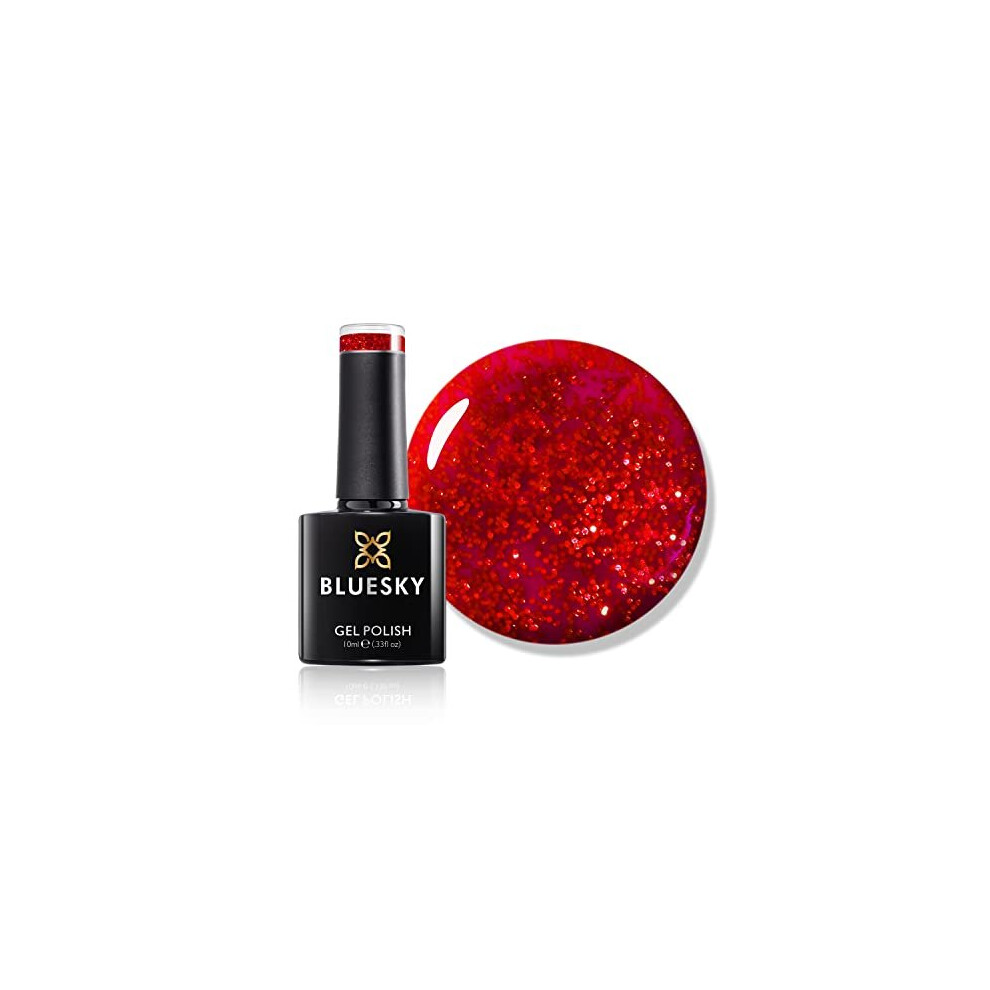 Bluesky Christmas Glitter Gel Nail Polish, Santa Red Dream Bsh028, Glitter, Long Lasting, Chip Resistant, 10 ml (Requires Drying Under UV LED Lamp)