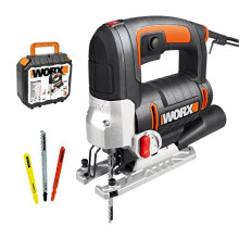 WORX WX479 750W Jigsaw,3 in one, Tool-Less Blade Change,4 Position Pendulum,Straight&Bevel&curvilinear Cutting, LED Light, Compact, Blade&Spanner&dust