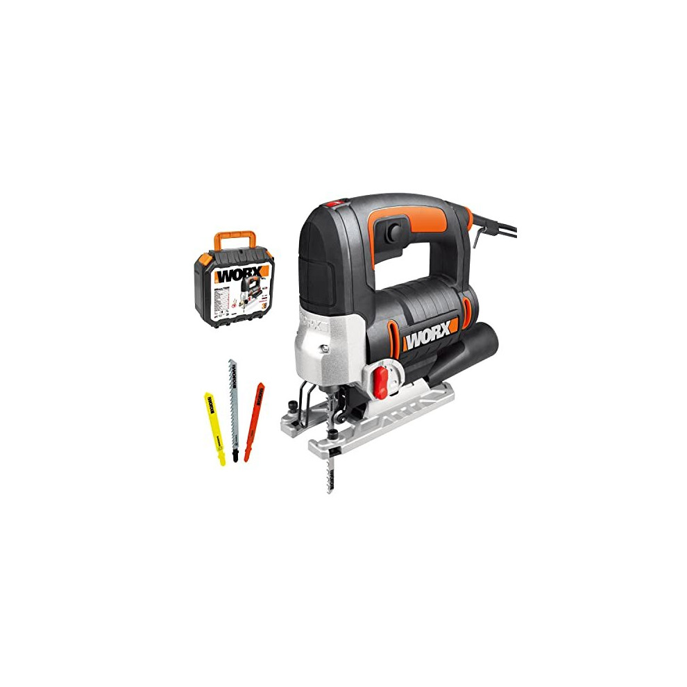 Worx Wx479 750W Jigsaw,3 In One, Tool-Less Blade Change,4 Position Pendulum,Straight&Bevel&Curvilinear Cutting, Led Compact, Blade&Spanner&Dust Light