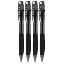 Bic Bu3 Grip 1.0 Black Retractable Ball Pen 4 Pack Stationery