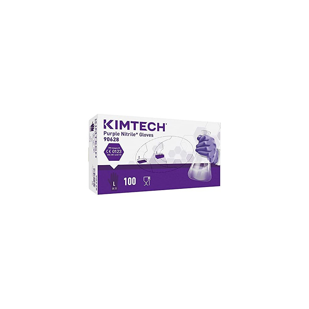 Kimtech Purple Nitrile Disposable Protective Gloves, Latex and Powder Free for Heavy Duty protection Against Chemicals and Virus's, Box of 100 Medium