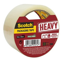 3M Scotch Packaging Tape Heavy Transparent, 1 Roll, 50 mm x 50 m - Ideal for Packing Boxes and Parcels