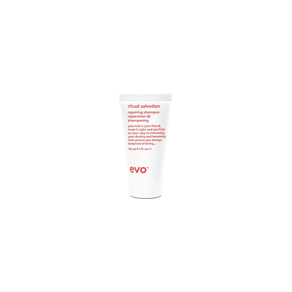 EVO Ritual Salvation Repairing Shampoo - Gently Cleanses, Treats Damaged & Brittle Hair & Protects Colour - Travel Size, 30ml / 1.01fl.oz