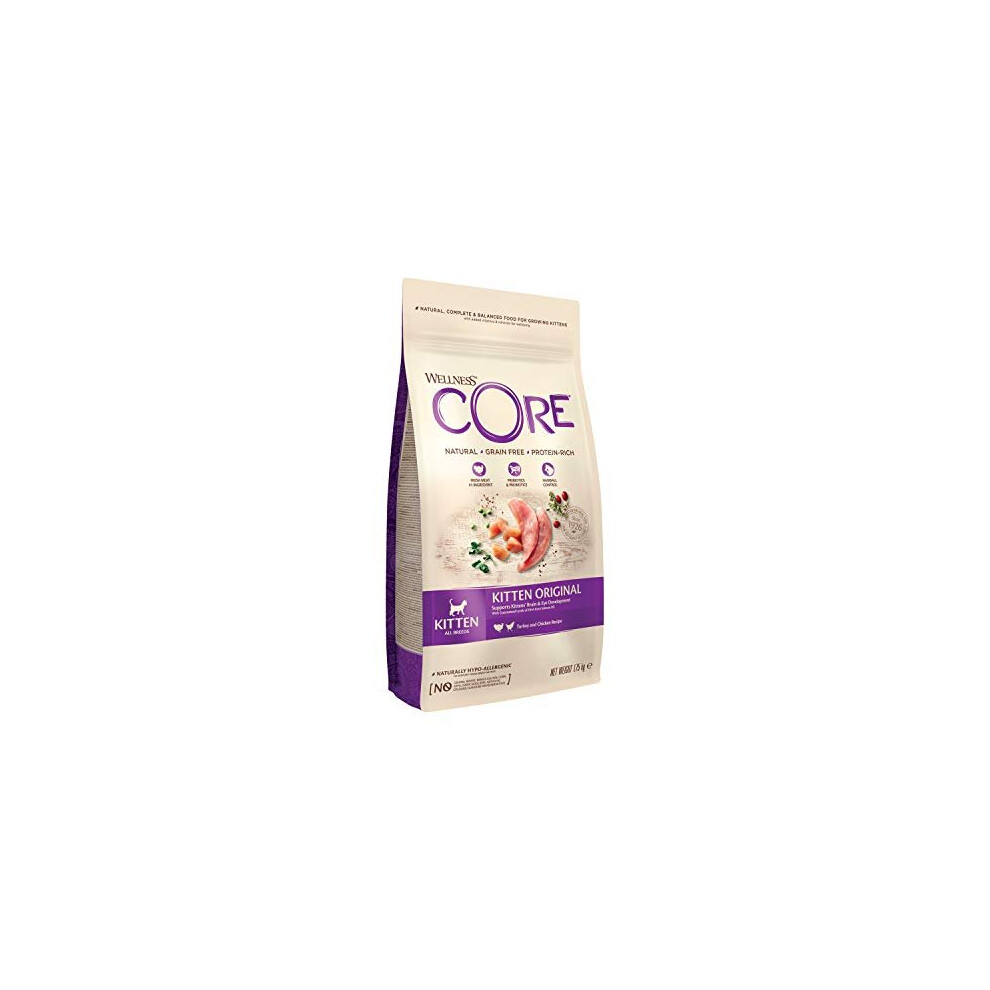 Wellness Core Kitten Original, Dry Cat Food, Kitten Food Dry, Free, High Meat Content, Chicken & Turkey, 1.75 Kg Grain