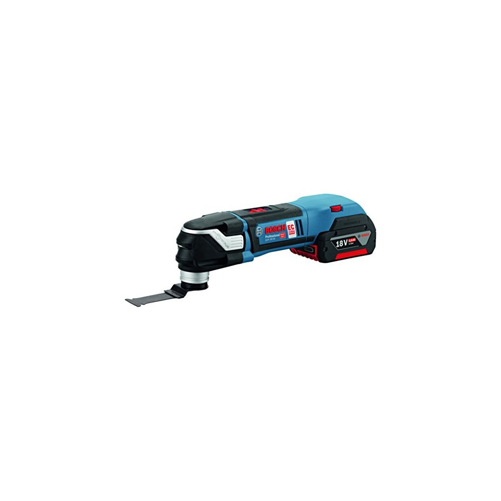 Bosch Professional GOP 18 V-28 Cordless Multi-Cutter with 2 x 18 V 5 Ah Lithium-Ion Batteries and 16 Accessories, L-Boxx - Black/Blue