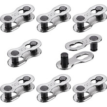 8 Coppie di Link per Catena Bici per Catena a 6, 7, 8, 9, 10 Velocità, Ricollegabili, Argento (Argento, 20 x 7,1 x 7 mm)