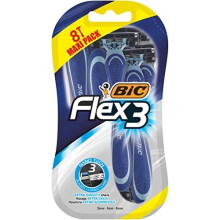 Bic Flex 3 Comfort Men's Razors, Pack of 8 - with Three Movable-Blade Razors and Lubricating Strips for an Extra Smooth Shave