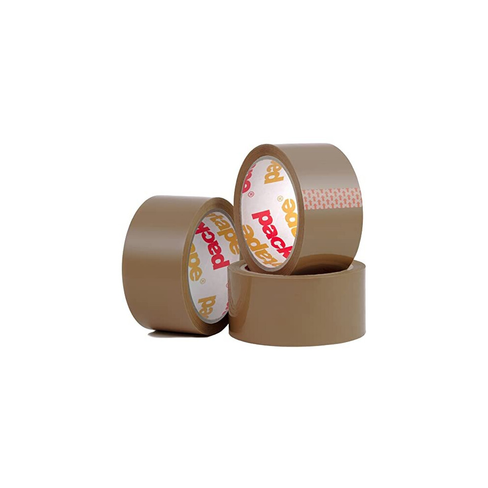 Packatape 3 Rolls 48MM x 66M Brown Packaging Tape for Parcels and Boxes. This 3 roll pack of Heavy Duty Brown Packing Tape Provides a Strong, Secure