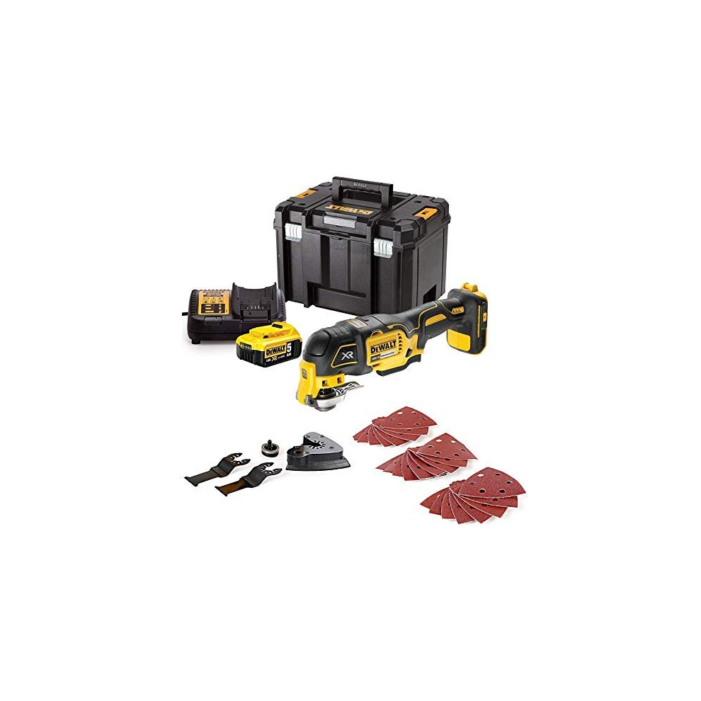 DEWALT DCS355N 18V Multitool with Accessories + 1 x 5Ah Battery, Charger & Case