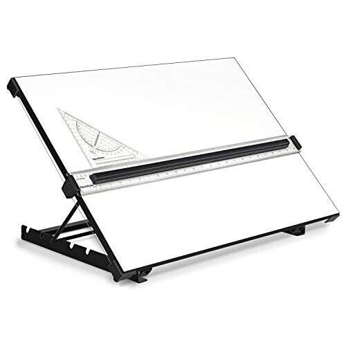 Liquidraw A3 Drawing Board Parallel Motion, Table Model with 5 Adjustable Working Angles, Includes Drawing Board Clips & Set Square