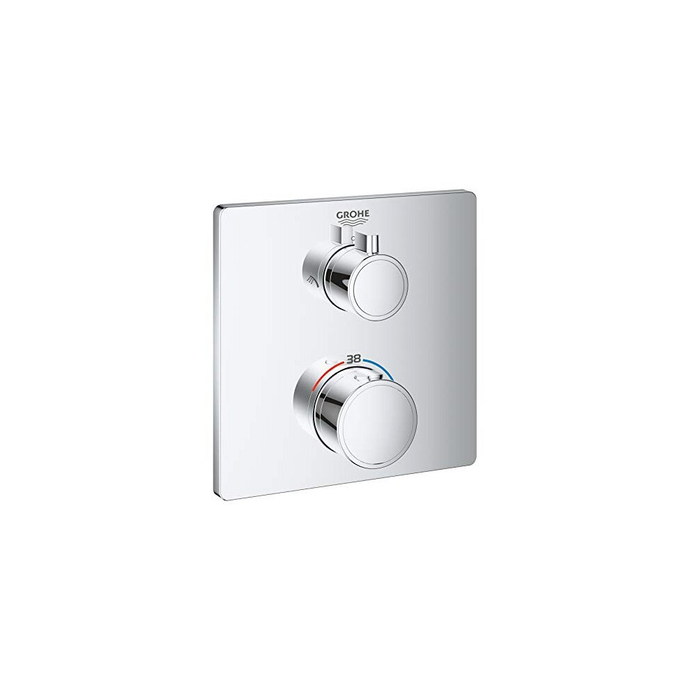 Grohe Grohtherm - Thermostatic Shower Mixer Trim Set To Control 2 Showers - Concealed Installation For Rapido Smartbox (35 600) - Safety Button