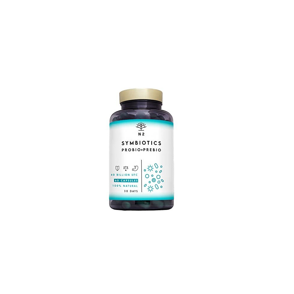 N2 Natural Nutrition Probiotics And Prebiotics For Adults, Bio Culture Complex 40 Billion Cfu Probiotics Bacteria Multi Strain And Inulin. Irritable Bowel Syndrome Ibs,