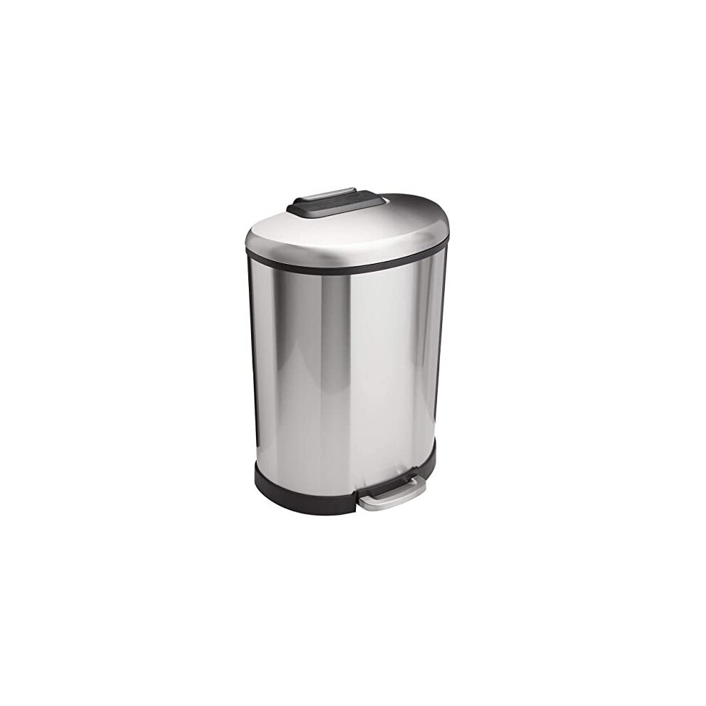 Amazon Basics 50L Pedal Pedal Rubbish Waste Bin D-Shaped Stainless Steel Dustbin