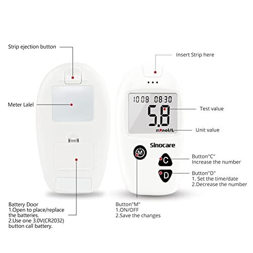 sinocare Diabetes Testing Kit / Blood Glucose Monitor Safe Accu Blood