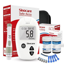 sinocare Diabetes Testing Kit / Blood Glucose Monitor Safe Accu Blood Glucose Sugar Test Kit [Upgraded version] with Strips x 50 & Case for UK