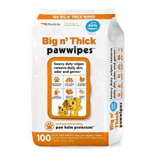 Petkin Big N' Thick Paw Wipes, 100 Orange Scented Wipes - Heavy Duty Pet Paw Wipes Remove Daily Dirt & Odors - Enriched with Soothing Paw Balm - Easy