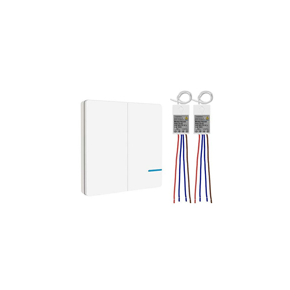 Thinkbee Wireless Light Switch Kit, IP66 Waterproof No Wiring Wall Switch with Small Receiver Remotely Control Your Led Lamps ON/Off 330ft Indoor