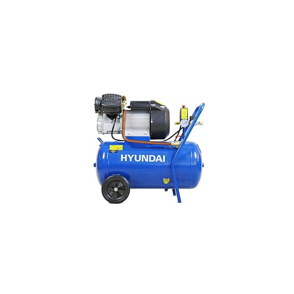 Hyundai 50 Litre Portable Air Compressor, 2.2kW, 116psi/14CFM, 3HP Air Compressor, Direct Drive V-Twin with 5 Piece Tool kit & 2 Year Warranty