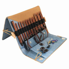 KnitPro KP31281 Circular Interchangeable Knitting Pins - Assorted Sizes, Ginger Laminated Wood, FSC Certified, Includes 60/80/100 cm Cables