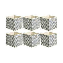 Amazon Basics Collapsible Fabric Storage Cubes with Oval Grommets - 6-Pack, Chevron - Grey