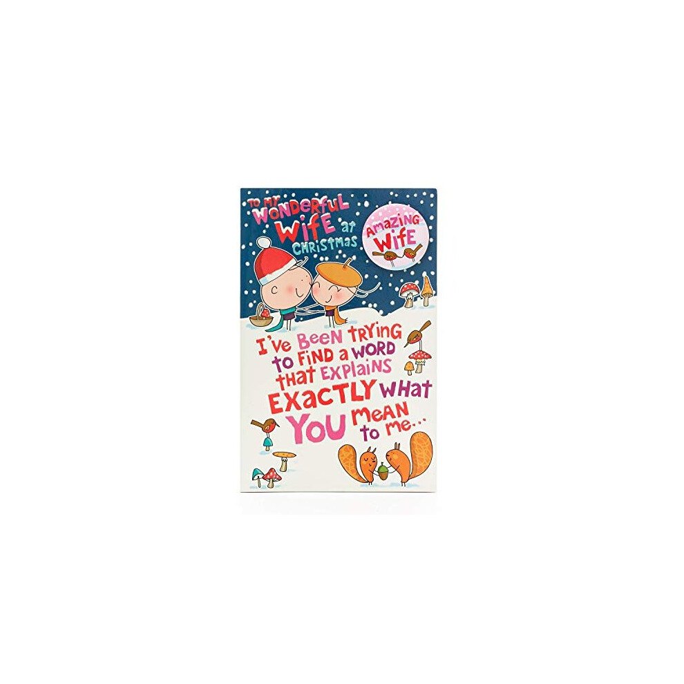 Wife Christmas Card with Badge - Christmas Card Wife Cute - Christmas Card for Wonderful Wife - Christmas Message for Wife - Wife Christmas Card