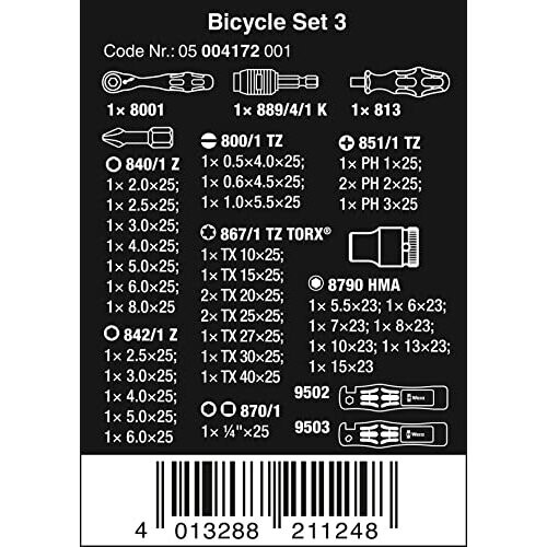 Wera Bicycle Set 3 Metric 1/4in Drive Ratchet & Socket Set, 39 Piece 1
