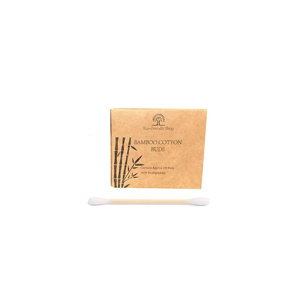 Eco-Friendly Shop 100 Bamboo Cotton Buds 100% Natural Biodegradable Wooden Ear Swabs (100 BUDS)