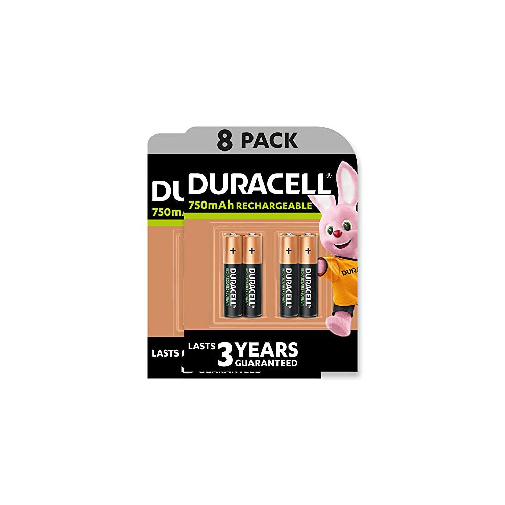 Duracell Rechargeable AAA 750 mAh Batteries, Pack of 8 (Amazon Exclusive)