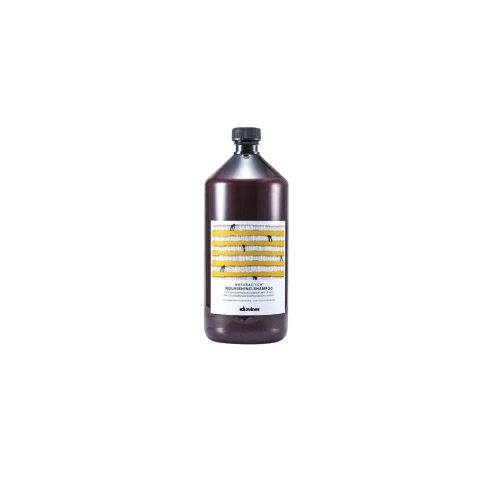 Davines Natural Tech By Nourishing Shampoo 1000Ml - Deeply Hydrating, Gentle Cleansing For Dry & Damaged Hair, With Grape Polyphenols